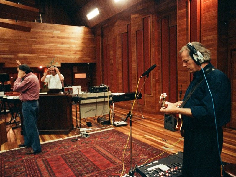 I Pink Floyd durante la session di registrazione dell’album “The Division Bell” (1994)