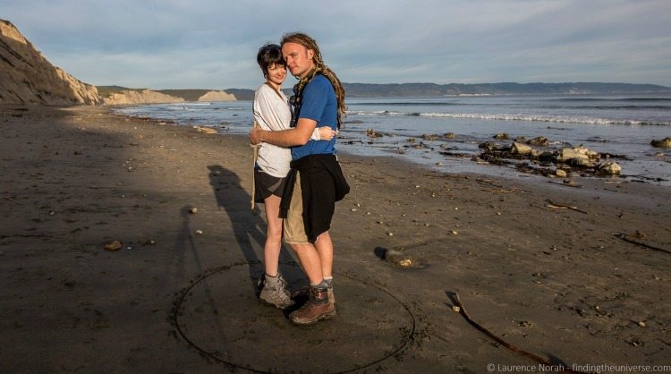 Laurence and Jessica on beach Point Reyes California - Laurence Norah findingtheuniverse